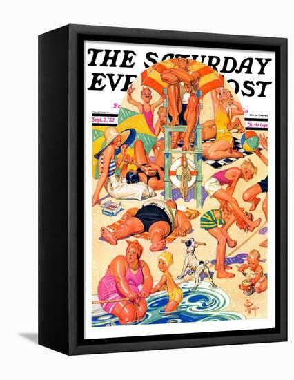 "King of the Beach," Saturday Evening Post Cover, September 3, 1932-Joseph Christian Leyendecker-Framed Premier Image Canvas