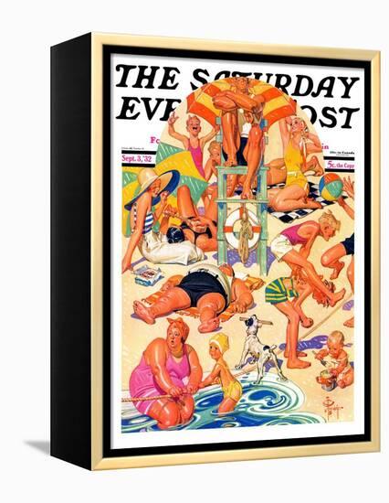 "King of the Beach," Saturday Evening Post Cover, September 3, 1932-Joseph Christian Leyendecker-Framed Premier Image Canvas