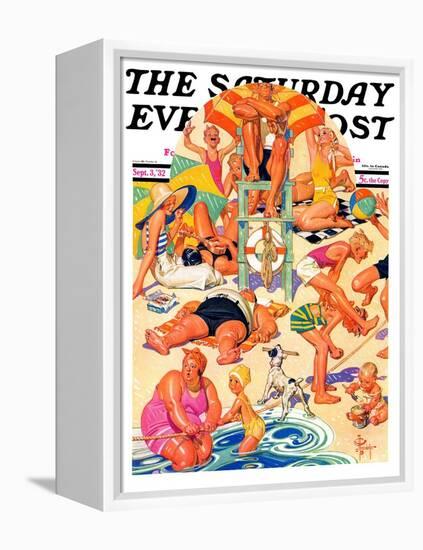 "King of the Beach," Saturday Evening Post Cover, September 3, 1932-Joseph Christian Leyendecker-Framed Premier Image Canvas