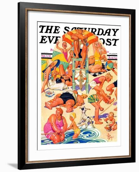 "King of the Beach," Saturday Evening Post Cover, September 3, 1932-Joseph Christian Leyendecker-Framed Premium Giclee Print