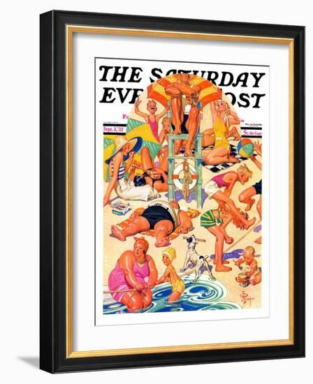 "King of the Beach," Saturday Evening Post Cover, September 3, 1932-Joseph Christian Leyendecker-Framed Premium Giclee Print