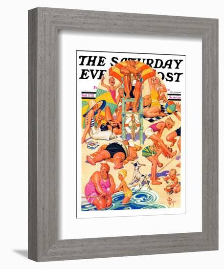 "King of the Beach," Saturday Evening Post Cover, September 3, 1932-Joseph Christian Leyendecker-Framed Giclee Print