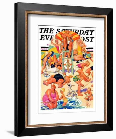 "King of the Beach," Saturday Evening Post Cover, September 3, 1932-Joseph Christian Leyendecker-Framed Giclee Print