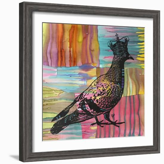 King Of The Free World, Birds, Pets, Pigeon, Crown, Pop Art, Watercolor, Stencils, Drips, Strut-Russo Dean-Framed Giclee Print