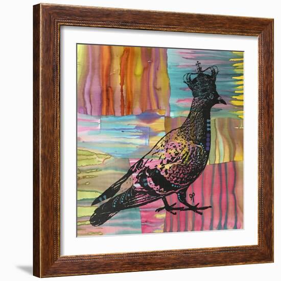 King Of The Free World, Birds, Pets, Pigeon, Crown, Pop Art, Watercolor, Stencils, Drips, Strut-Russo Dean-Framed Giclee Print