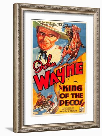 KING OF THE PECOS, John Wayne on poster art, 1936.-null-Framed Art Print