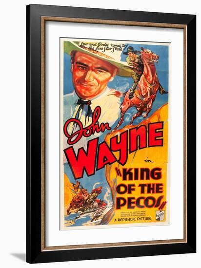 KING OF THE PECOS, John Wayne on poster art, 1936.-null-Framed Art Print