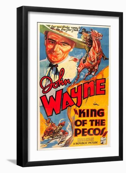 KING OF THE PECOS, John Wayne on poster art, 1936.-null-Framed Art Print