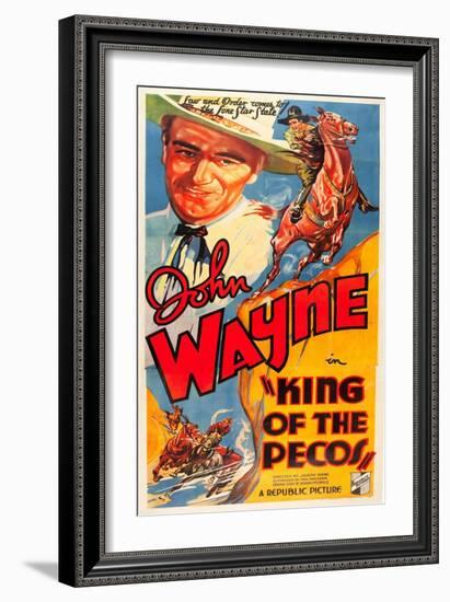 KING OF THE PECOS, John Wayne on poster art, 1936.-null-Framed Art Print