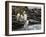 King penguin group on rocks, jumping into South Atlantic. St Andrews Bay, South Georgia-Tony Heald-Framed Photographic Print