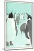 King Penguines Looking Up-null-Mounted Art Print