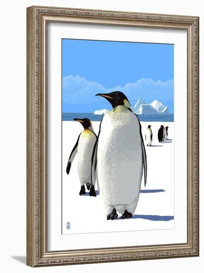 King Penguins-Lantern Press-Framed Art Print