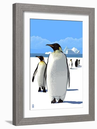 King Penguins-Lantern Press-Framed Art Print