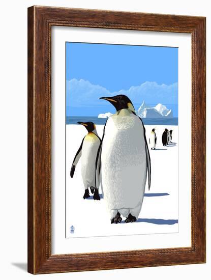 King Penguins-Lantern Press-Framed Art Print