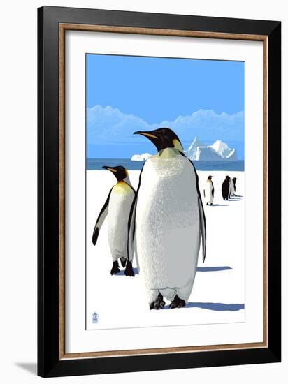 King Penguins-Lantern Press-Framed Art Print