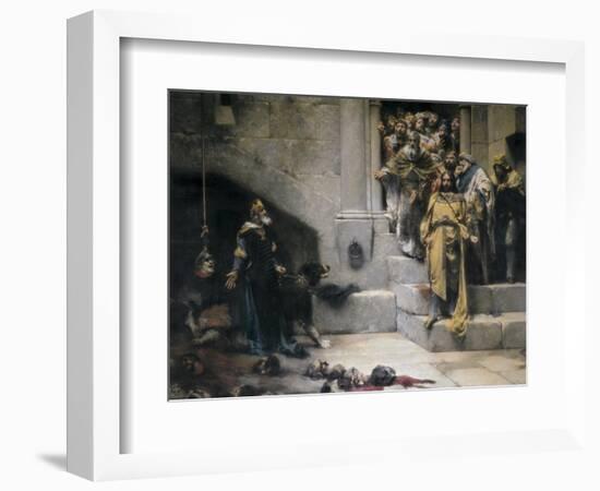 King Ramiro II Ordering Beheading of Disobedient Nobles-Jose Casado Del Alisal-Framed Art Print