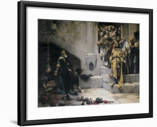 King Ramiro II Ordering Beheading of Disobedient Nobles-Jose Casado Del Alisal-Framed Art Print