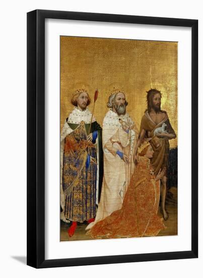 King Richard II (1367-1400) Kneeling in Front of King (Saint) Edmund and King Edward the Confessor--Framed Giclee Print