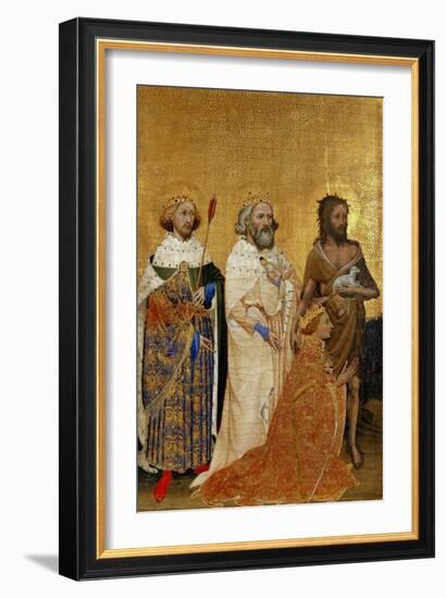King Richard II (1367-1400) Kneeling in Front of King (Saint) Edmund and King Edward the Confessor-null-Framed Giclee Print