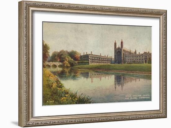 King's College Chapel and Clare College, Cambridge, c1935-Unknown-Framed Giclee Print