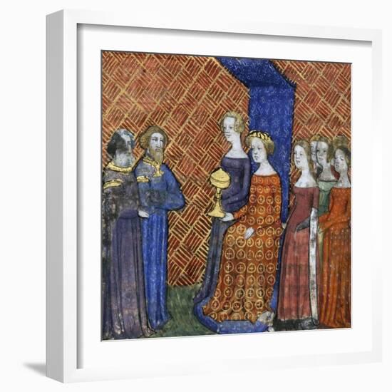 King Solomon Receiving the Queen of Sheba, 1400-1415-null-Framed Giclee Print