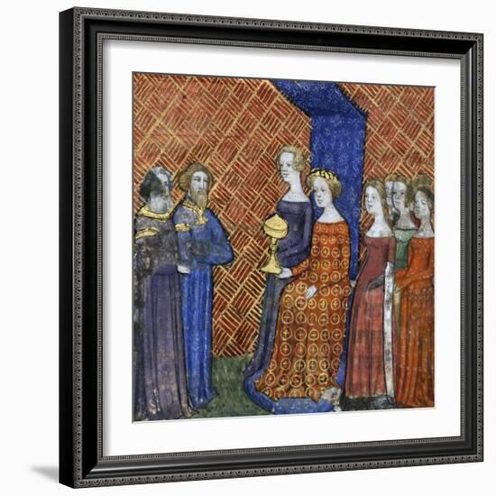 King Solomon Receiving the Queen of Sheba, 1400-1415-null-Framed Giclee Print