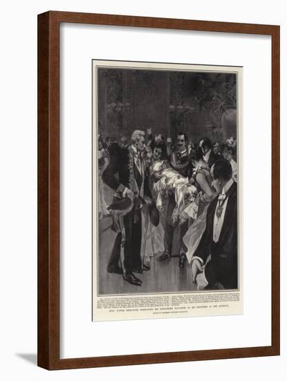 King Victor Emmanuel Presenting His Newly-Born Daughter to His Ministers at the Quirinal-null-Framed Giclee Print