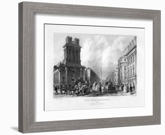 King William Street and St Mary Woolnoth, London, 19th Century-J Woods-Framed Giclee Print