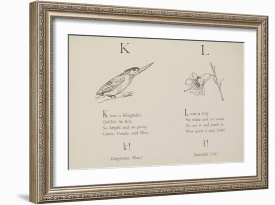 Kingfisher and Lily Illustrations and Verse From Nonsense Alphabets by Edward Lear.-null-Framed Giclee Print