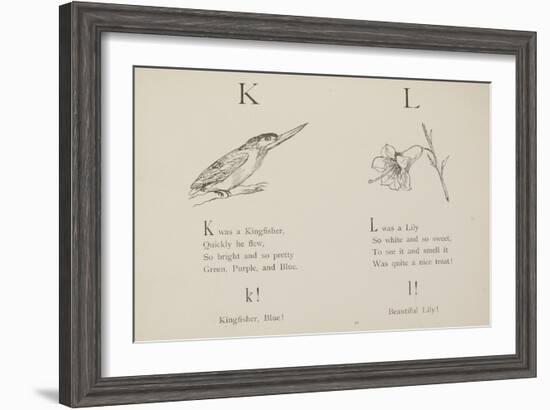 Kingfisher and Lily Illustrations and Verse From Nonsense Alphabets by Edward Lear.-null-Framed Giclee Print