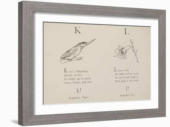 Kingfisher and Lily Illustrations and Verse From Nonsense Alphabets by Edward Lear.-null-Framed Giclee Print