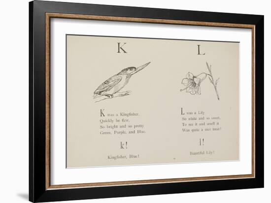 Kingfisher and Lily Illustrations and Verse From Nonsense Alphabets by Edward Lear.-null-Framed Giclee Print