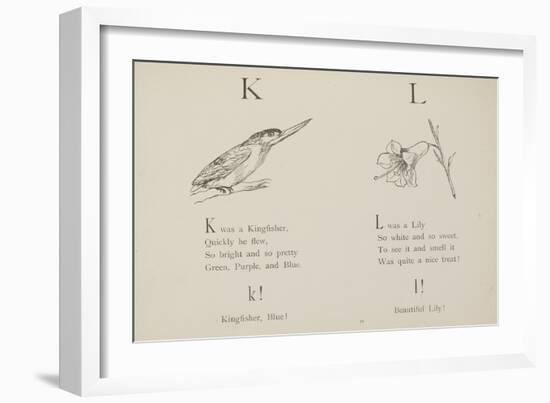 Kingfisher and Lily Illustrations and Verse From Nonsense Alphabets by Edward Lear.-null-Framed Giclee Print