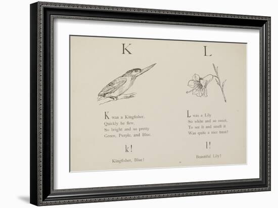 Kingfisher and Lily Illustrations and Verse From Nonsense Alphabets by Edward Lear.-null-Framed Giclee Print