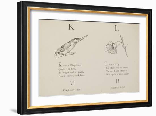 Kingfisher and Lily Illustrations and Verse From Nonsense Alphabets by Edward Lear.-null-Framed Giclee Print