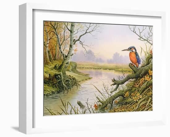 Kingfisher: Autumn River Scene-Carl Donner-Framed Giclee Print