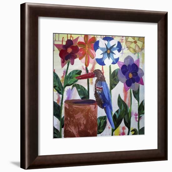 Kingfisher of Flowers-Lauren Moss-Framed Giclee Print