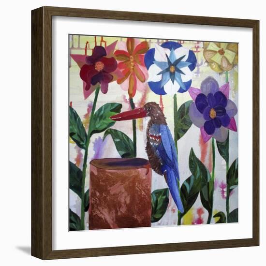 Kingfisher of Flowers-Lauren Moss-Framed Giclee Print