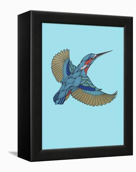 Kingfisher-Drawpaint Illustration-Framed Premier Image Canvas