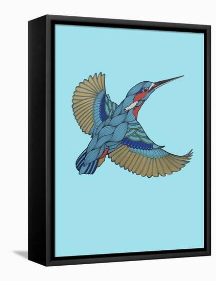 Kingfisher-Drawpaint Illustration-Framed Premier Image Canvas