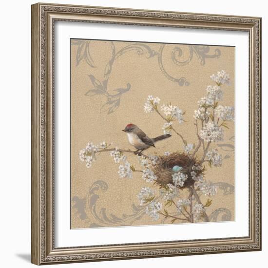 Kinglet and Pear-Jill Schultz McGannon-Framed Art Print