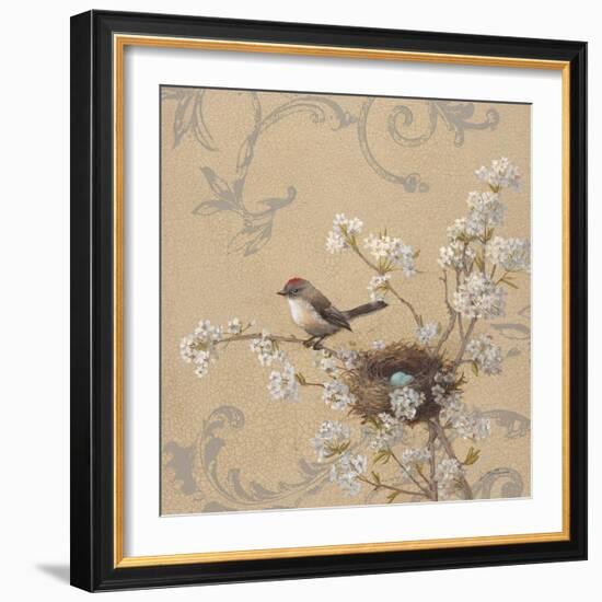 Kinglet and Pear-Jill Schultz McGannon-Framed Art Print