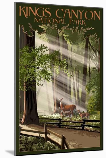 Kings Canyon National Park, California - Deer and Fawns-Lantern Press-Mounted Art Print