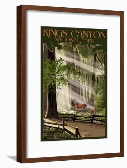 Kings Canyon National Park, California - Deer and Fawns-Lantern Press-Framed Art Print