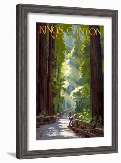 Kings Canyon National Park, California - Pathway and Hikers-Lantern Press-Framed Art Print