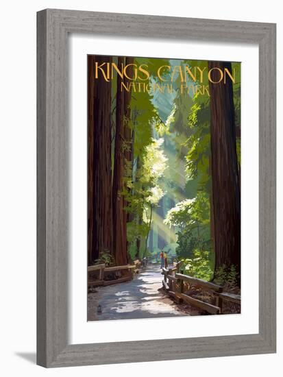 Kings Canyon National Park, California - Pathway and Hikers-Lantern Press-Framed Art Print