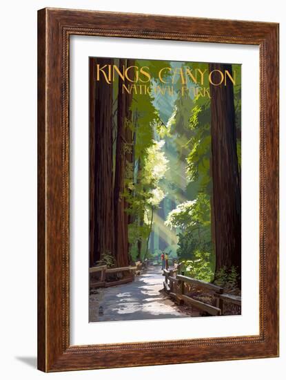 Kings Canyon National Park, California - Pathway and Hikers-Lantern Press-Framed Art Print