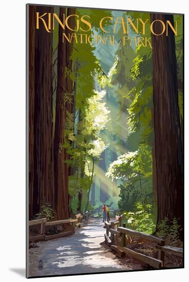 Kings Canyon National Park, California - Pathway and Hikers-Lantern Press-Mounted Art Print