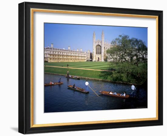 Kings College Chapel and Punts on the Backs, Cambridge, Cambridgeshire, England-David Hunter-Framed Photographic Print