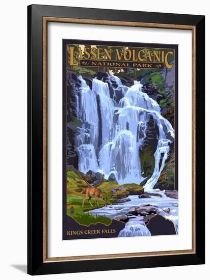 Kings Creek Falls - Lassen Volcanic National Park, CA-Lantern Press-Framed Art Print